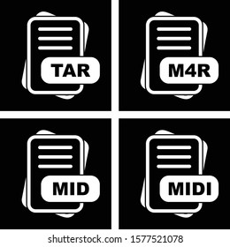 Set Of 4 File Format Icons For Mobile Application and websites
