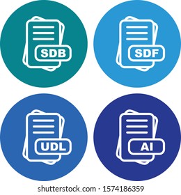 Set of 4 File Format Pixel Perfect Icons
