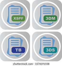 Set of 4 File Format Pixel Perfect Icons
