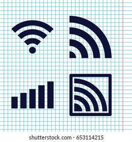Set of 4 filled icons such as wi-fi