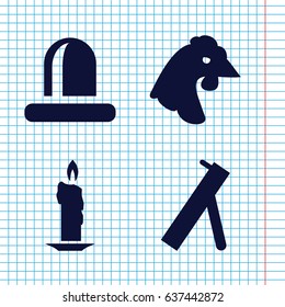 Set of 4 fire filled icons such as chicken, siren, cannon