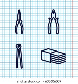 Set of 4 fix outline icons such as pliers