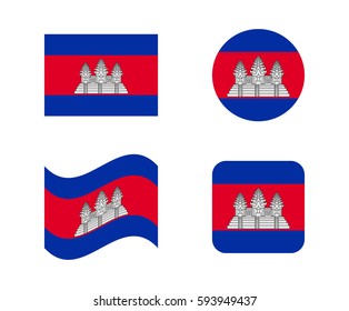 set 4 flags of cambodia