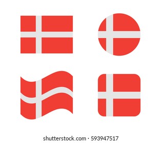 set 4 flags of denmark