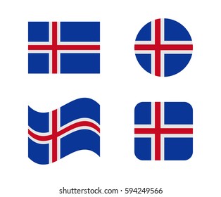 set 4 flags of iceland