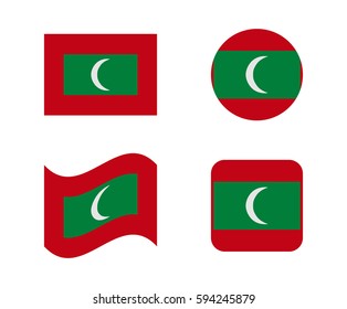 set 4 flags of maldives