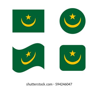 set 4 flags of mauritania