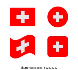 set 4 flags of switzerland
