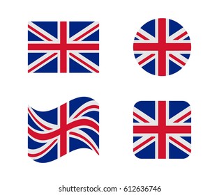 set 4 flags of united kingdom
