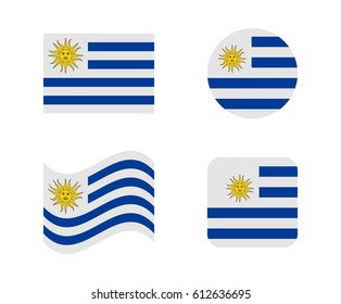 set 4 flags of uruguay