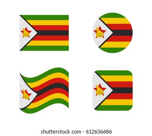 set 4 flags of zimbabwe