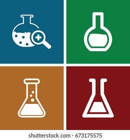  set of 4 flask filled icons such as test tube search