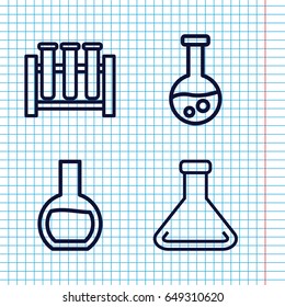 Set of 4 flask outline icons such as