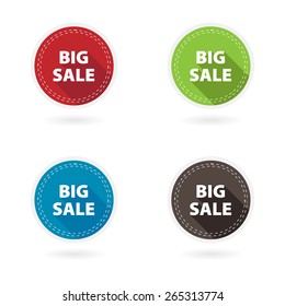 Set of 4 flat circle buttons. Big sale.
