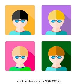 Set of 4 flat icons with people