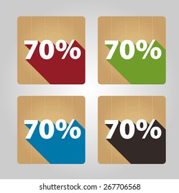 Set of 4 flat wooden icons - 70 percent.