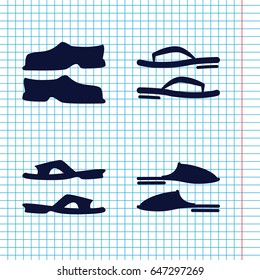 Set of 4 flip filled icons such as slippers