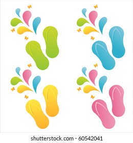 set of 4 flip flops with splashes