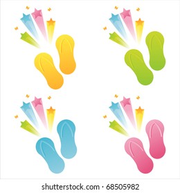set of 4 flip flops with star splashes