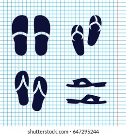 Set of 4 flops filled icons such as flip flops