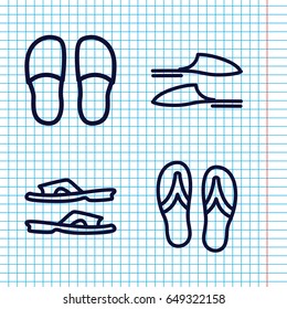 Set of 4 flops outline icons such as slippers