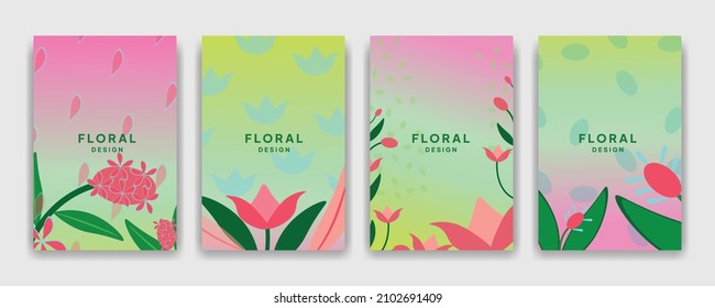 Set of 4 floral abstract background vector illustration isolated for cover page, invitation, presentation background, social media post, brochure.