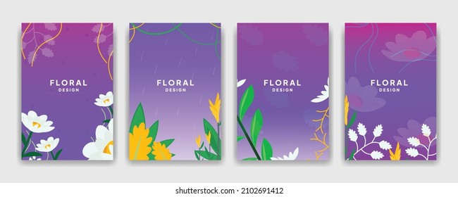 Set of 4 floral abstract background vector illustration isolated for cover page, invitation, presentation background, social media post, brochure.