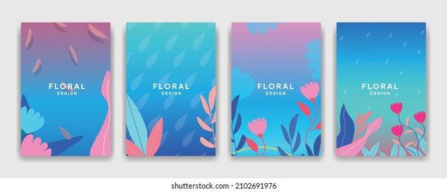 Set of 4 floral abstract background vector illustration isolated for cover page, invitation, presentation background, social media post, brochure.