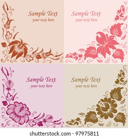 Set of 4 floral background. Flowers on a background.