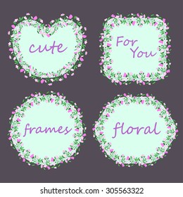 set of 4 floral borders. Vector colorful template