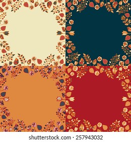 Set of 4 floral branches backgrounds