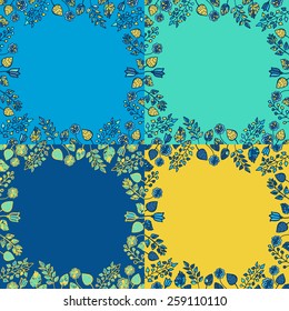 Set of 4 floral branches backgrounds