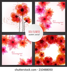 Set of 4 floral cards 