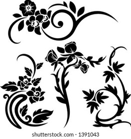 A set of 4 floral design elements.