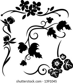 A set of 4 floral design elements.