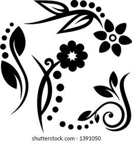 A set of 4 floral design elements.