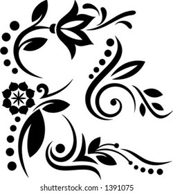 A set of 4 floral design elements.