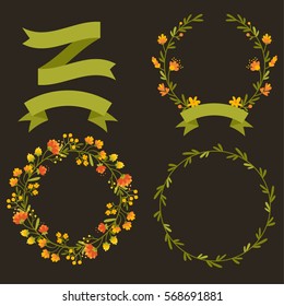 set of 4 floral design elements