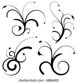 Set of 4 floral design elements
