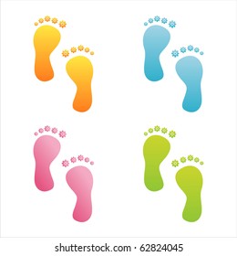 set of 4 floral foot steps