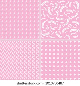Set of 4 floral pattern. Cute print of flowers.