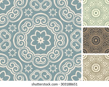 Set of 4 floral seamless patterns.