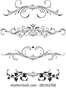 Set of 4 floral text dividers with copy spaces for text caption.
