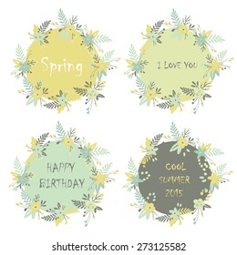 Set of 4 floral wreath with the inscription.