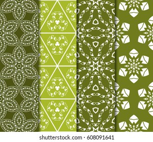 set of 4 flower pattern. Seamless. Beautiful geometric ornament. vector illustration. for invitation, background, wallpaper