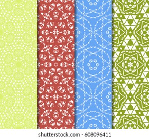 set of 4 flower pattern. Seamless. Beautiful geometric ornament. vector illustration. for invitation, background, wallpaper