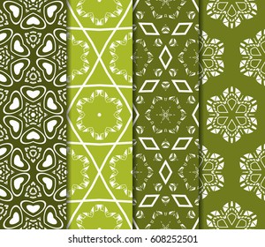 set of 4 flower pattern. Seamless. Beautiful geometric ornament. vector illustration. for invitation, background, wallpaper