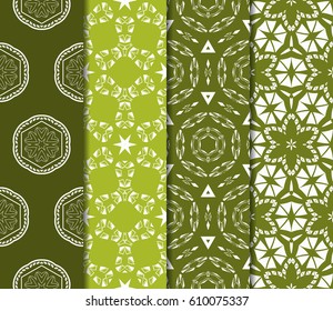 set of 4 flower pattern. Seamless. Beautiful geometric ornament. vector illustration. for invitation, background, wallpaper