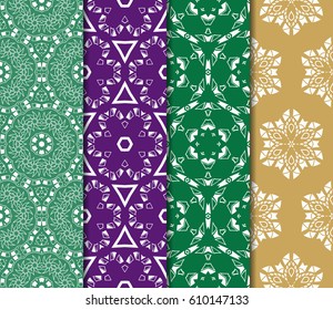 set of 4 flower pattern. Seamless. Beautiful geometric ornament. vector illustration. for invitation, background, wallpaper