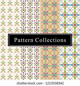 Set of 4 flower patterns colorful vector